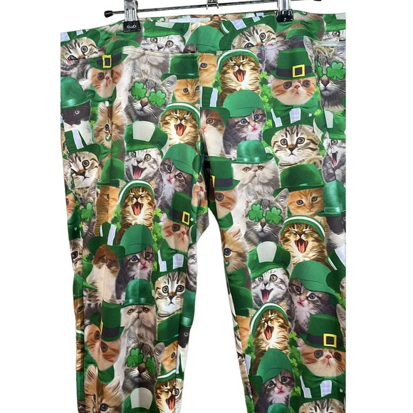 Tipsy‎ Elves St. Patrick's Day Cat Leggings Size Large (L) - Picture 3 of 7